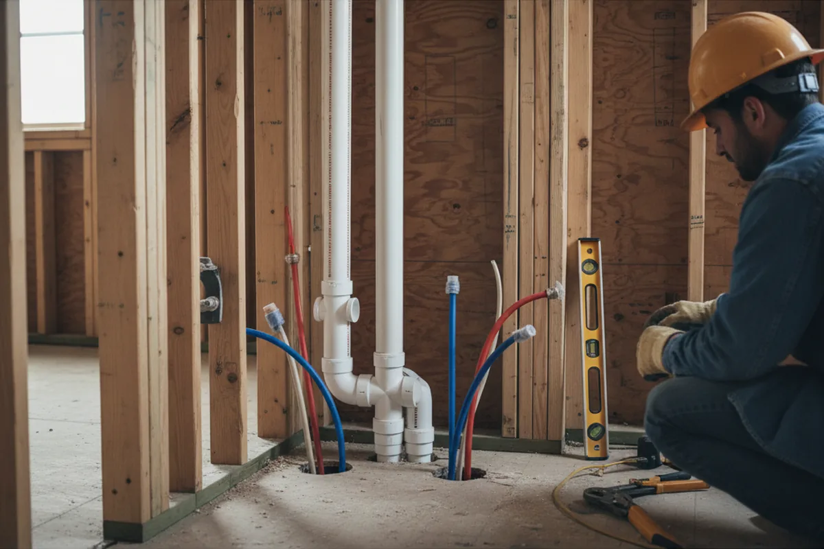Drain and supply rough-in during Garbage Disposal Repair in Norfolk